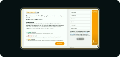 Get started free on CloseOption step one